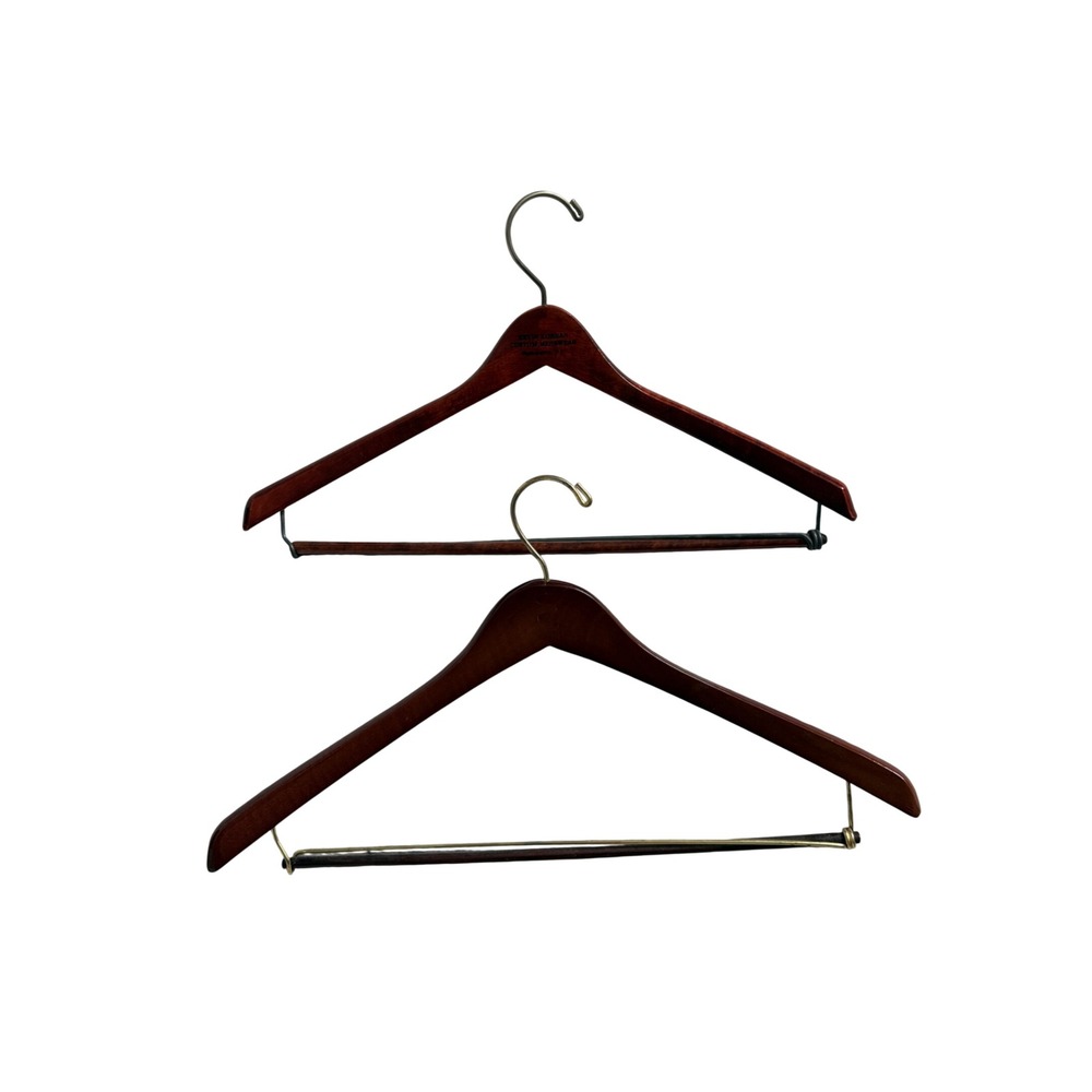 Lot of 2 Vintage Wooden Suit Hangers Kevin Korban Custom Menswear Washington‎ DC